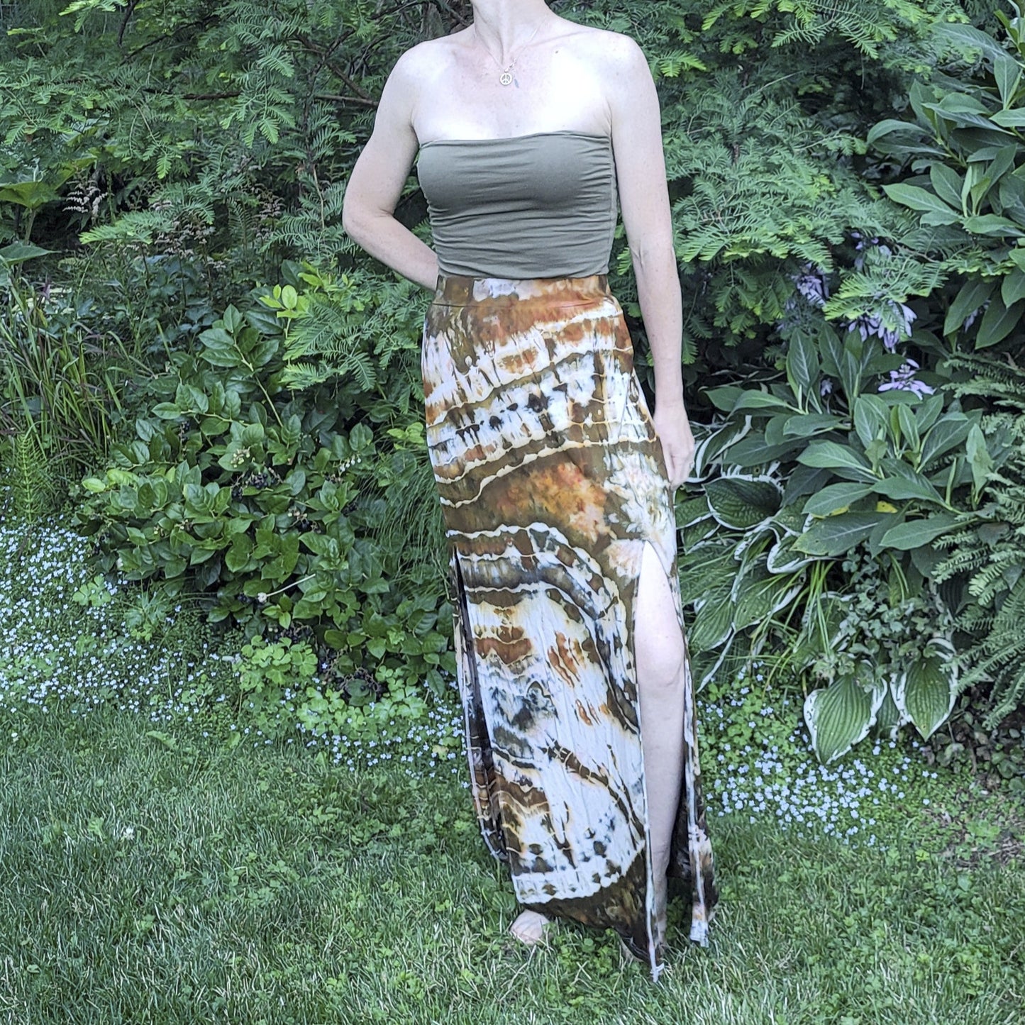 Skirt Maxi Double Slit Moss Geode Large