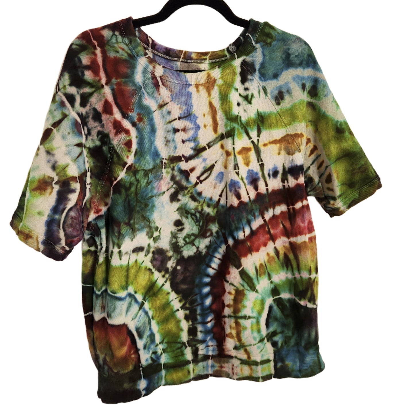 Crewneck Short Sleeve Rainbow Geode Large Upcycle