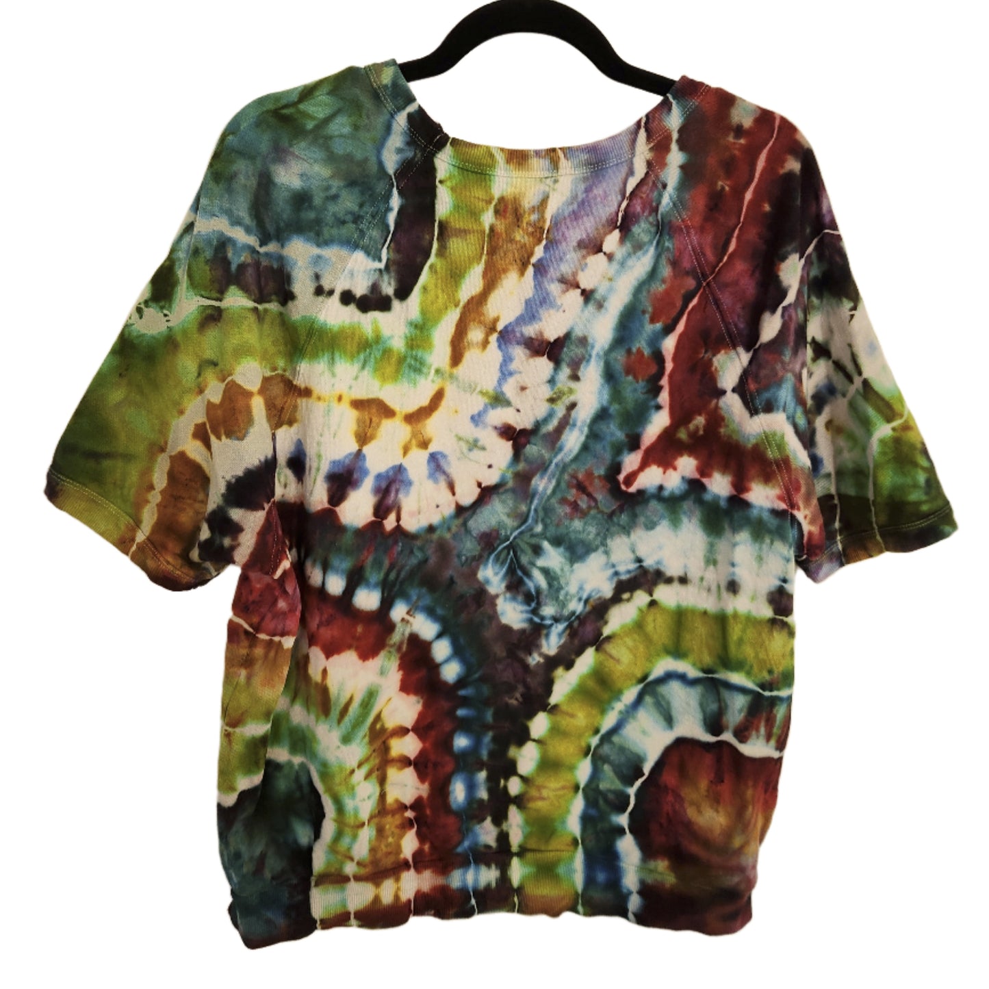 Crewneck Short Sleeve Rainbow Geode Large Upcycle