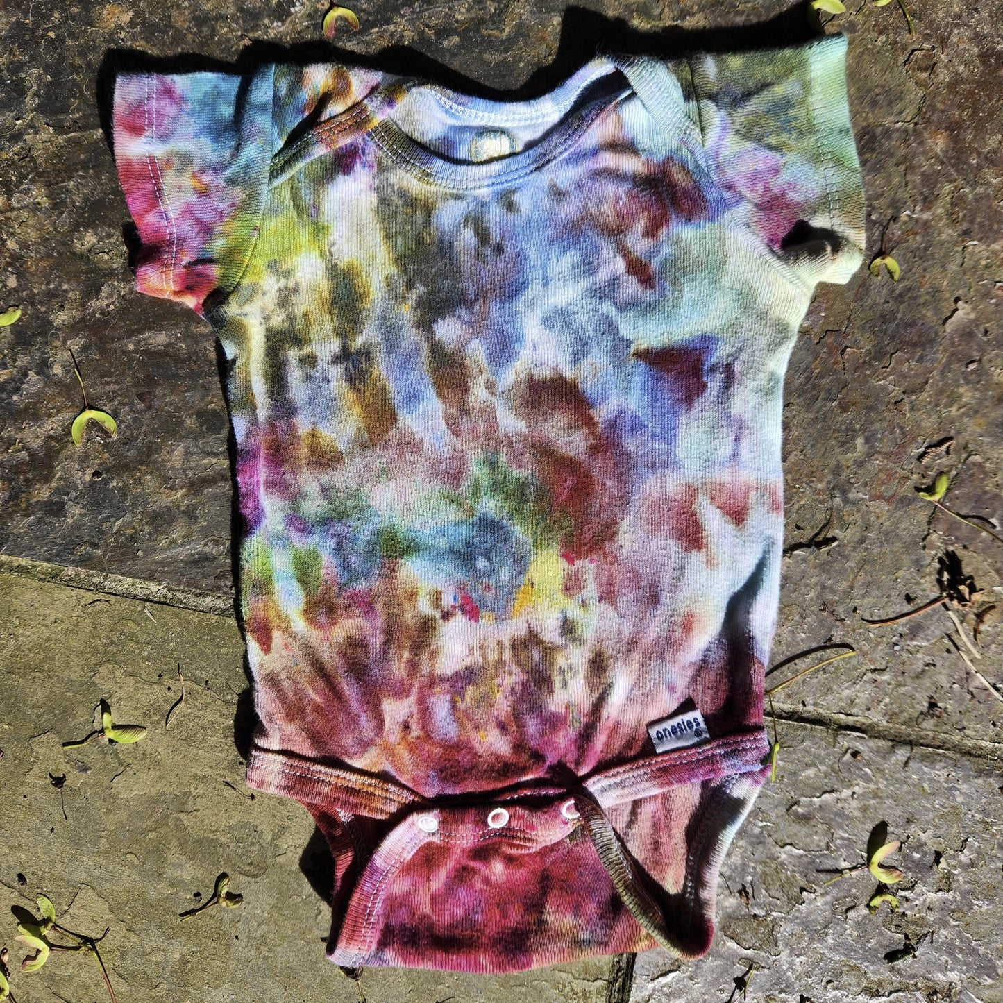 Onesie Rainbow Ice Dye 0-3 month Upcycle