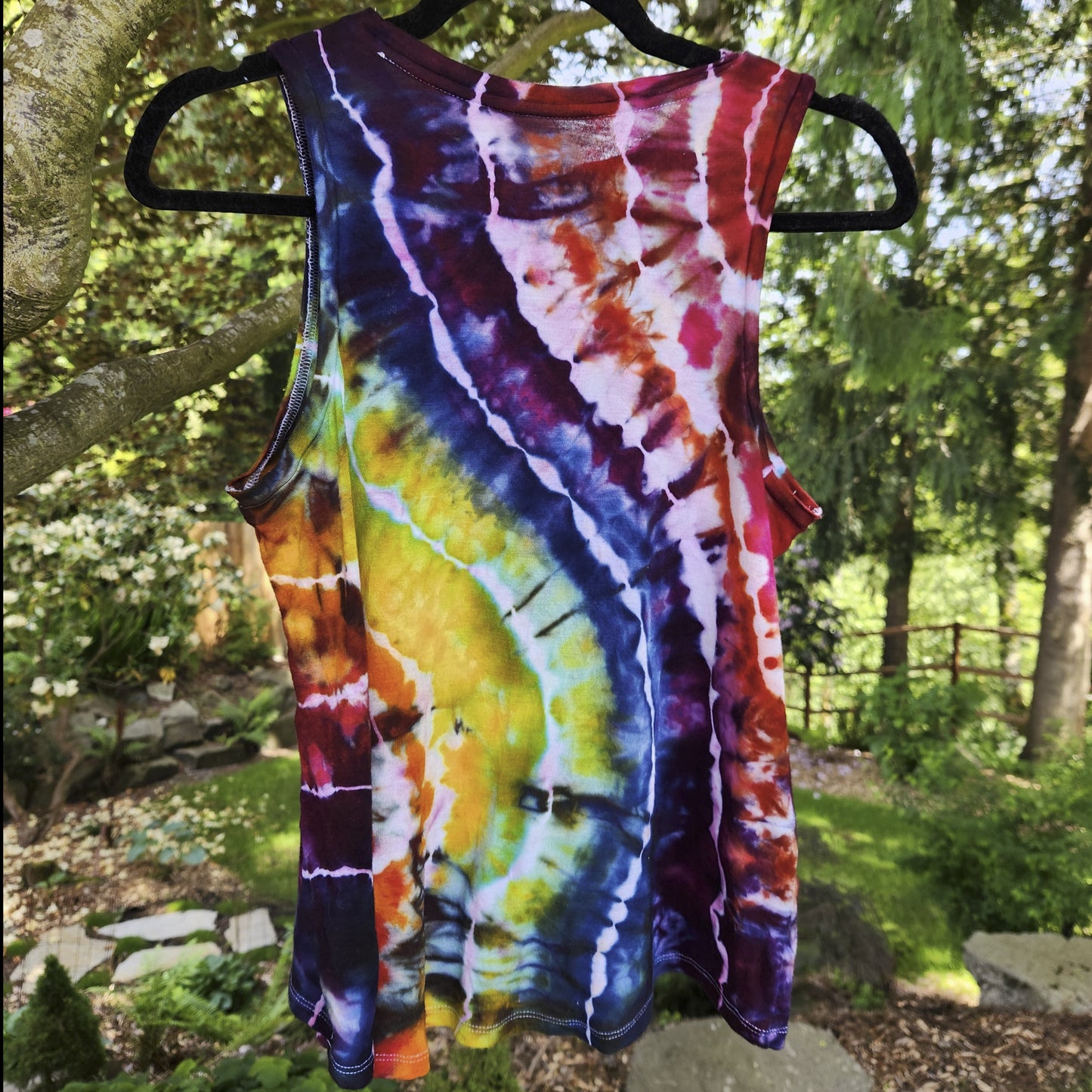 Tank Top High Neck Rainbow Geode Small Upcycle