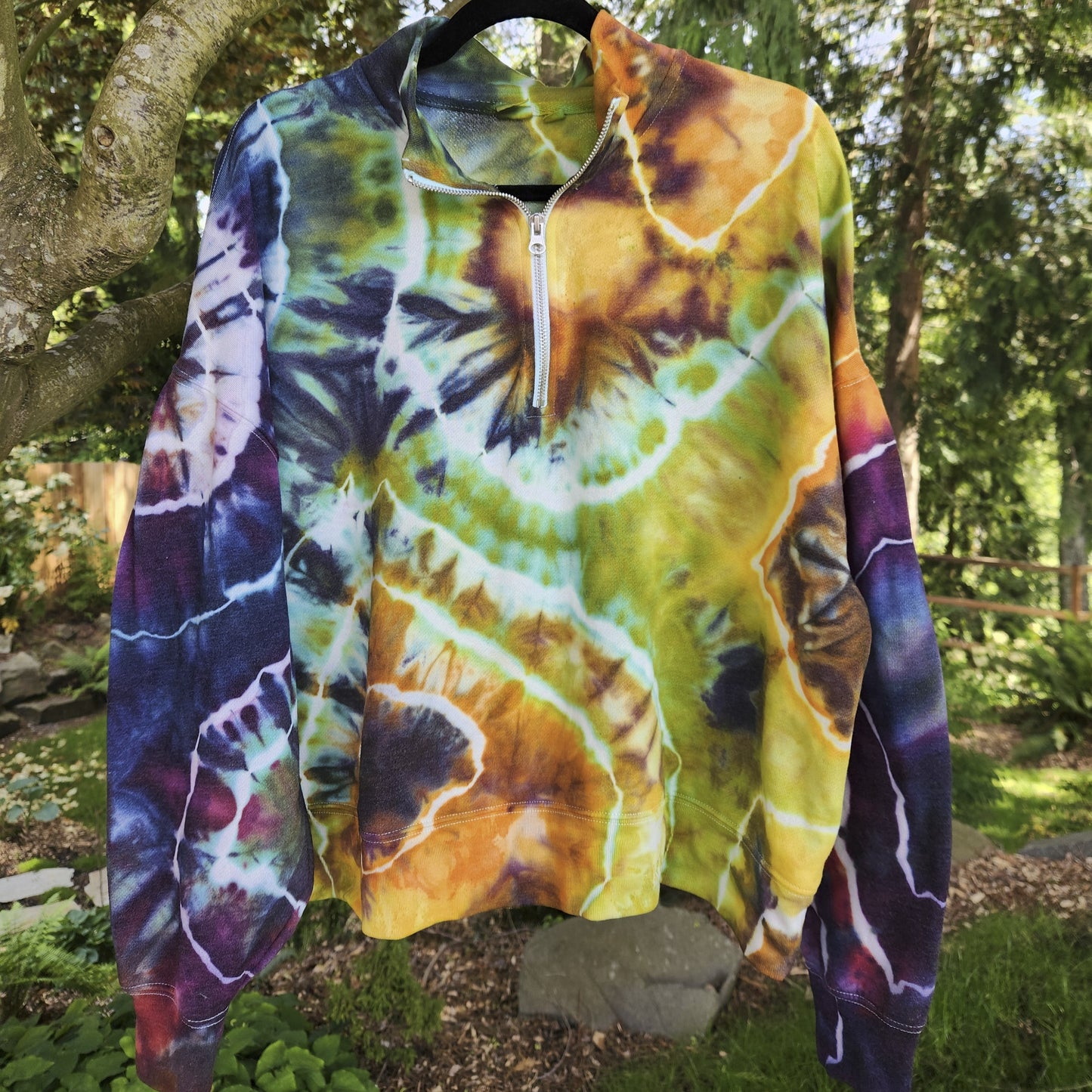 Quarter Zip Sweatshirt Rainbow Geode Large