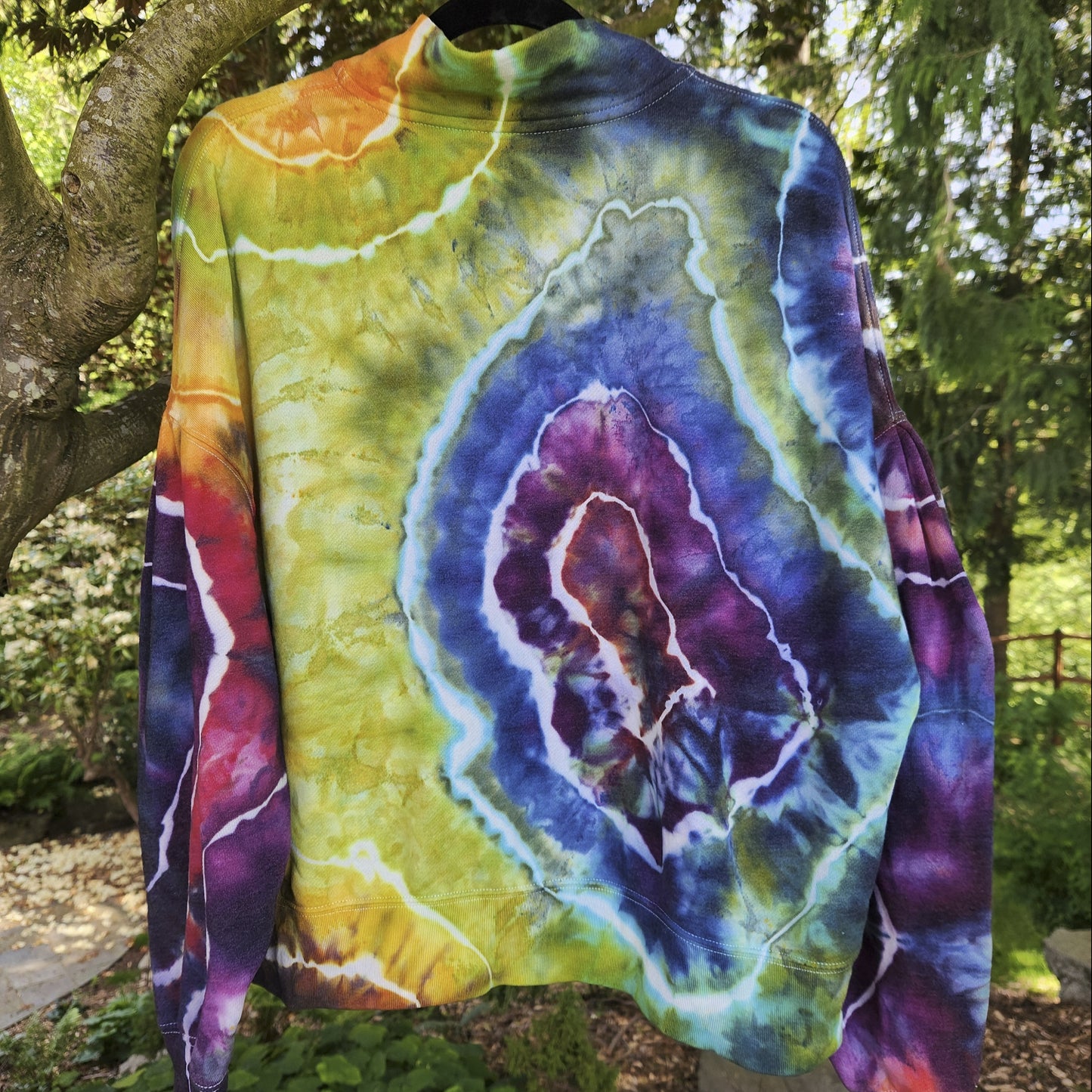 Quarter Zip Sweatshirt Rainbow Geode Large