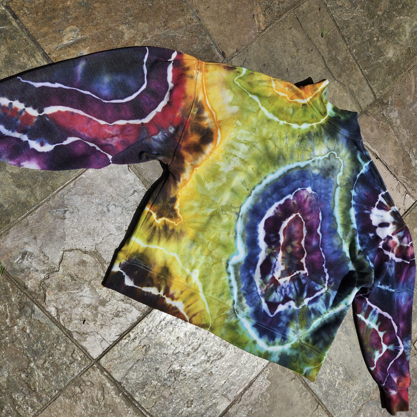 Quarter Zip Sweatshirt Rainbow Geode Large