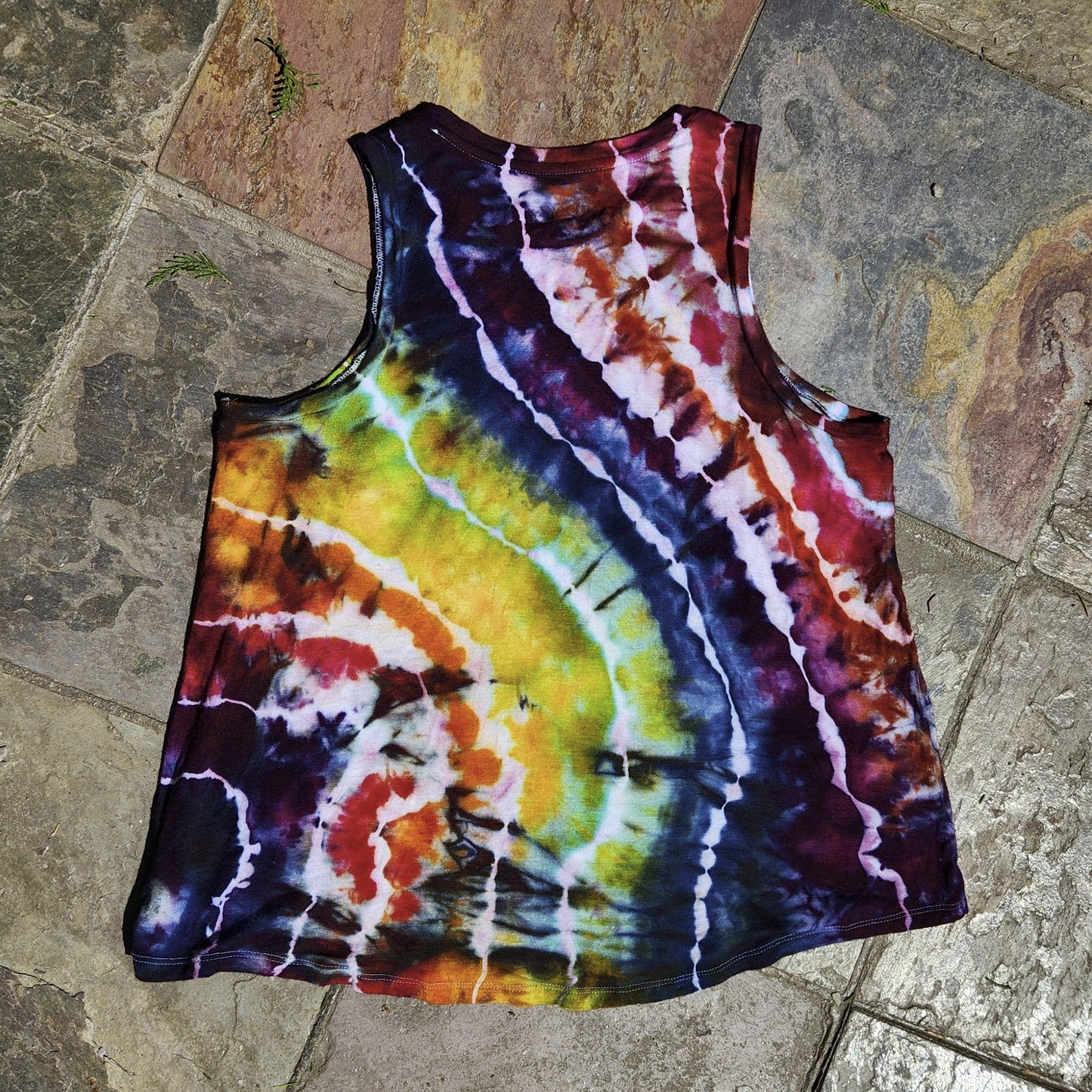 Tank Top High Neck Rainbow Geode Small Upcycle