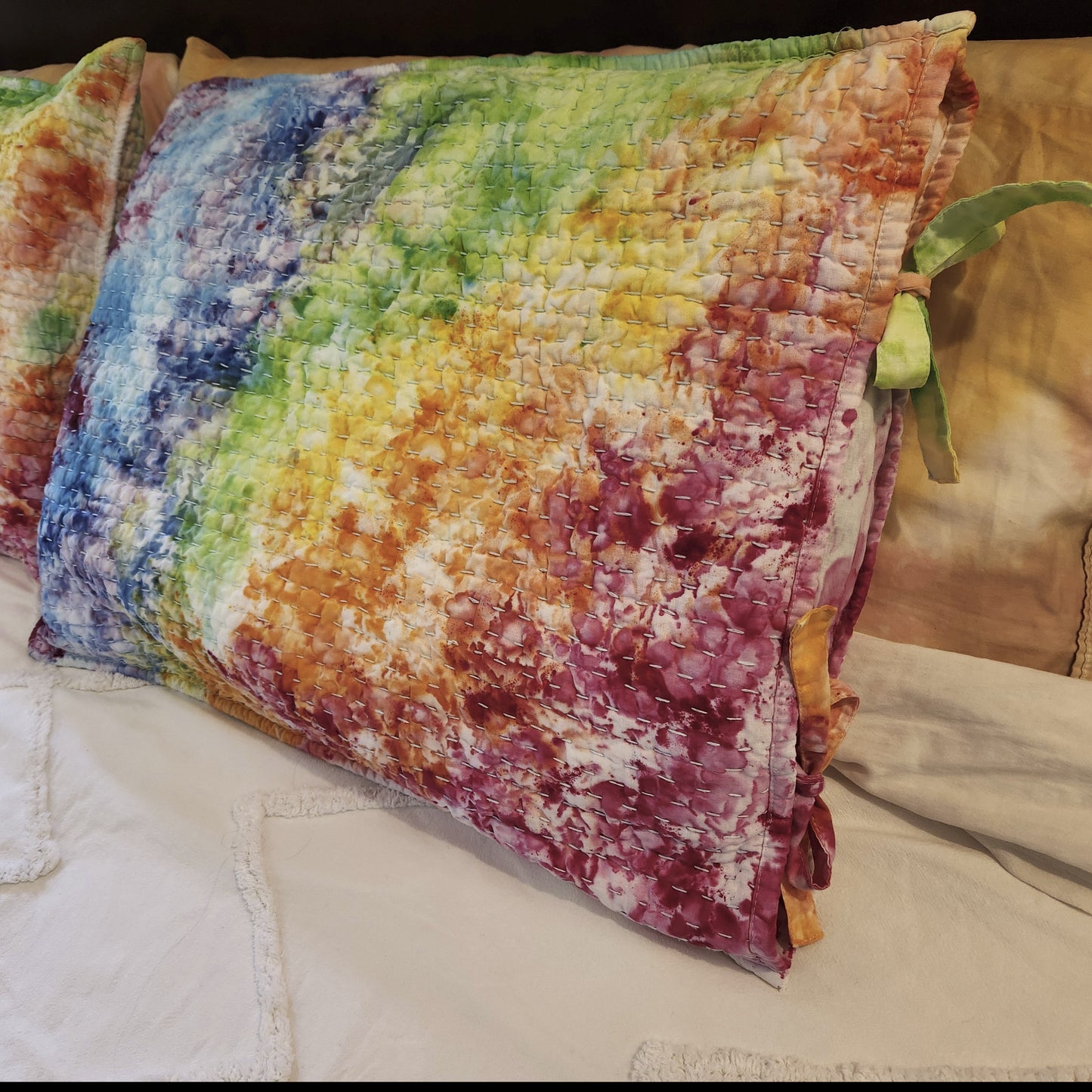 Sham Quilted Pottery Barn Rainbow Ice Dye Set of 2 Upcycle