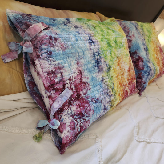 Sham Quilted Pottery Barn Rainbow Ice Dye Set of 2 Upcycle