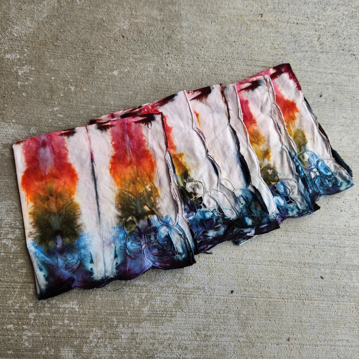 Napkin Rainbow Ice Dye Set of 5 Upcycle