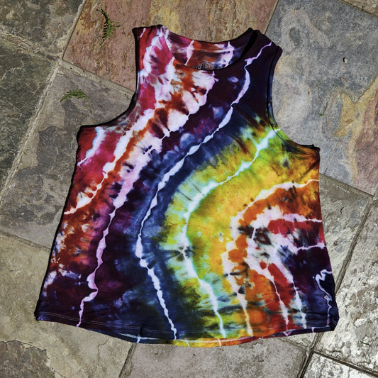 Tank Top High Neck Rainbow Geode Small Upcycle