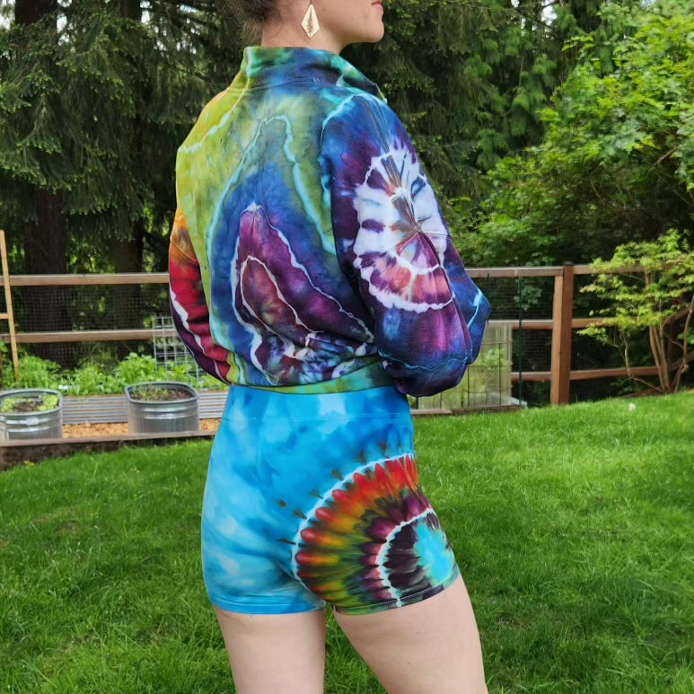 Quarter Zip Sweatshirt Rainbow Geode Large