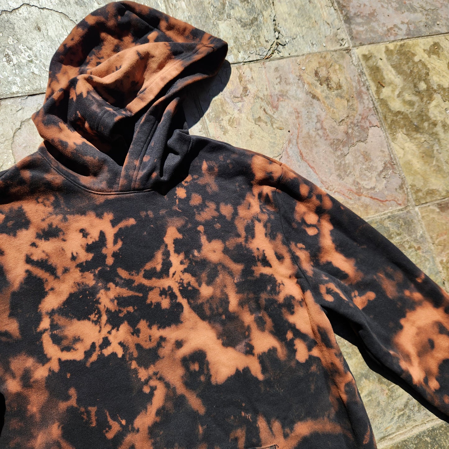 Hoodie Black Bleach Dye