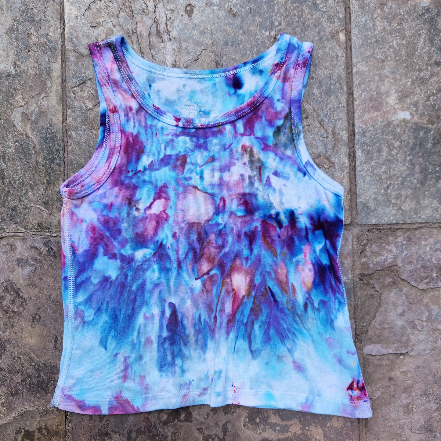 Tank Top Hydrangea Ice Dye Youth Small Upcycle