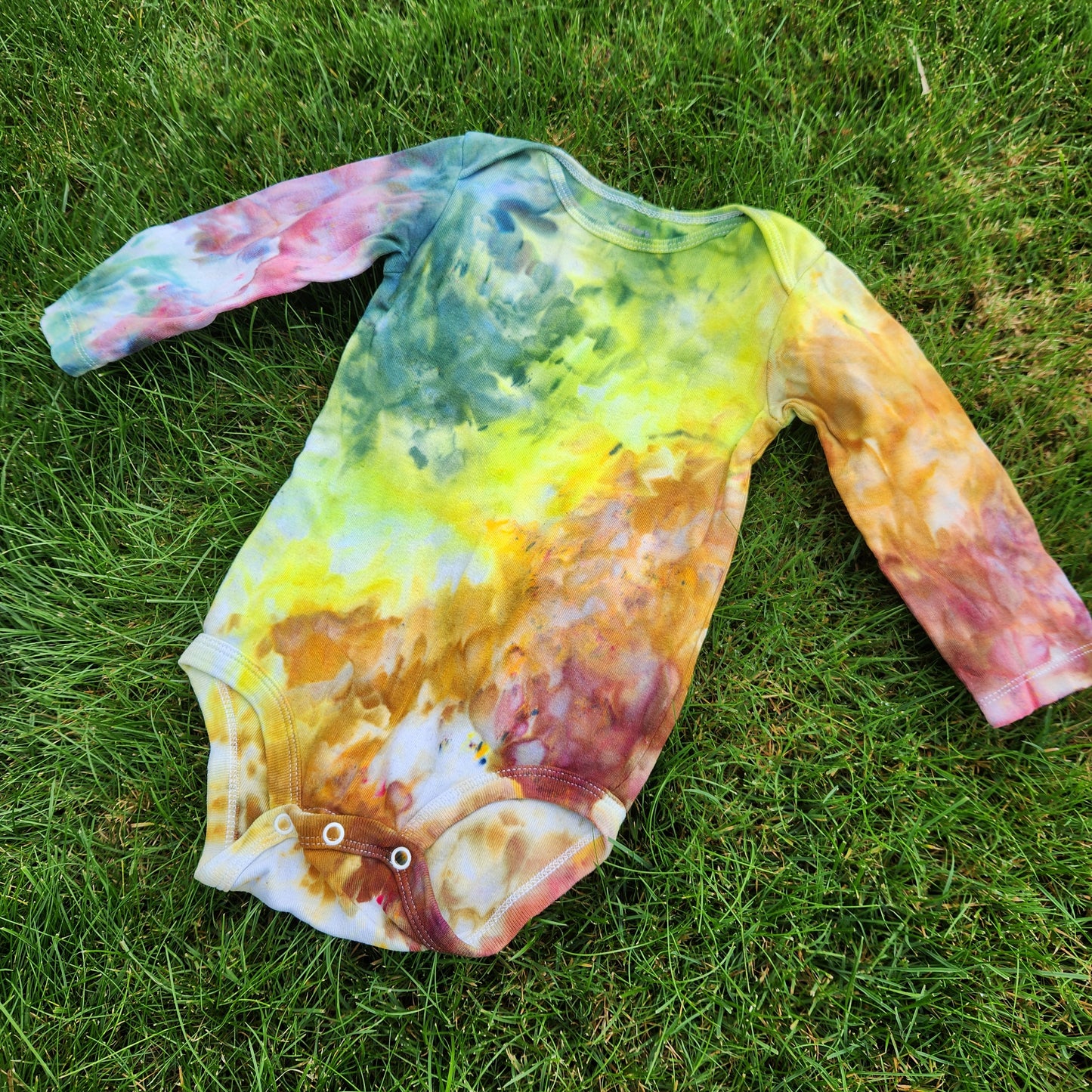 Onesie Long Sleeve Fall Ice Dye 18 month Upcycle