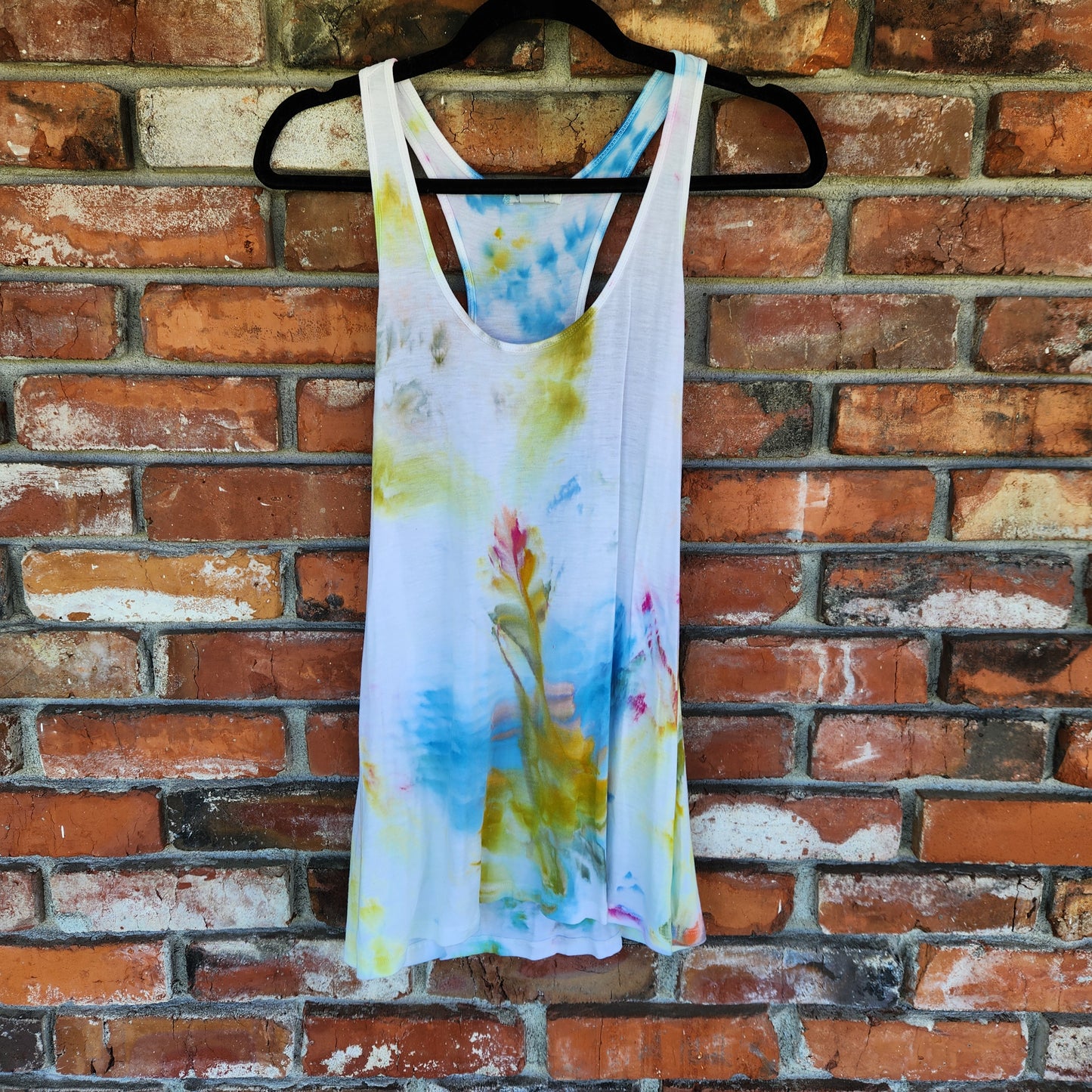 Tank Top Racerback Rainbow Ice Dye Small Upcycle