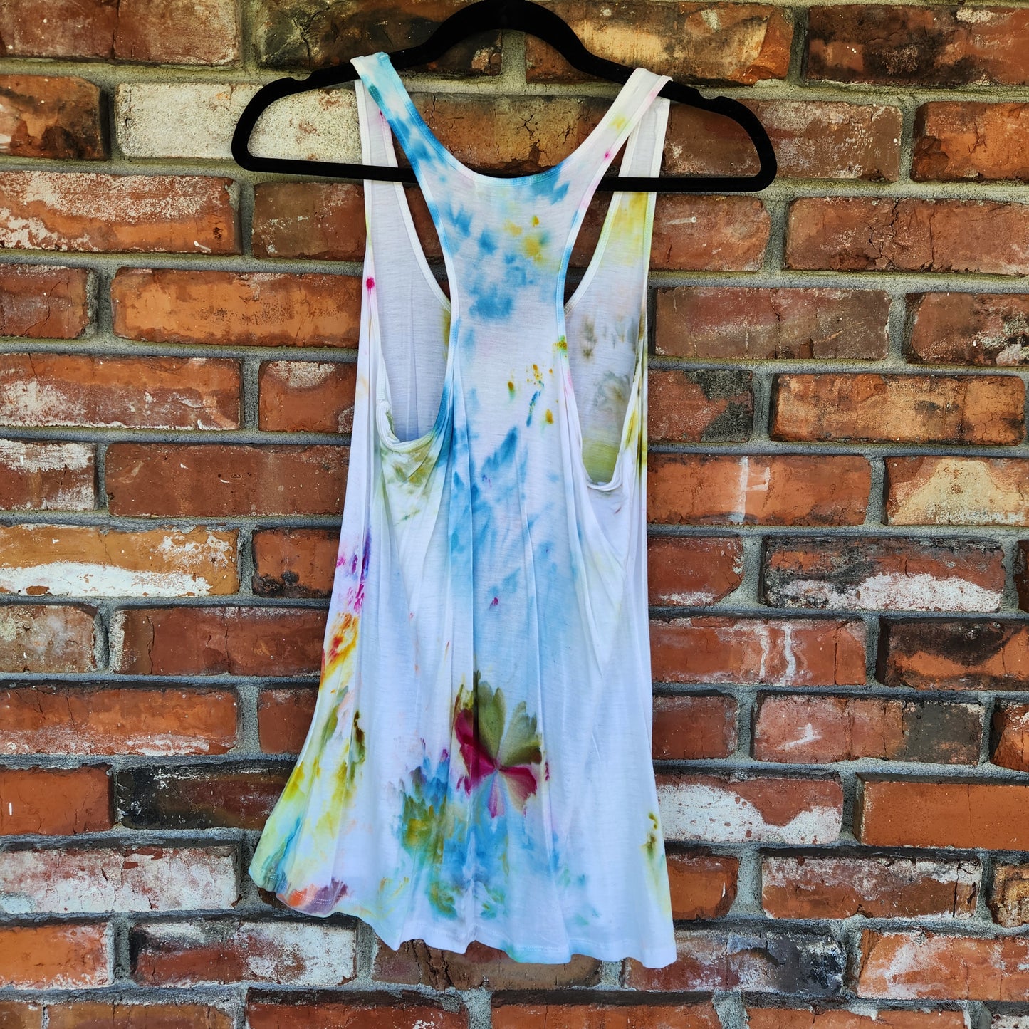 Tank Top Racerback Rainbow Ice Dye Small Upcycle