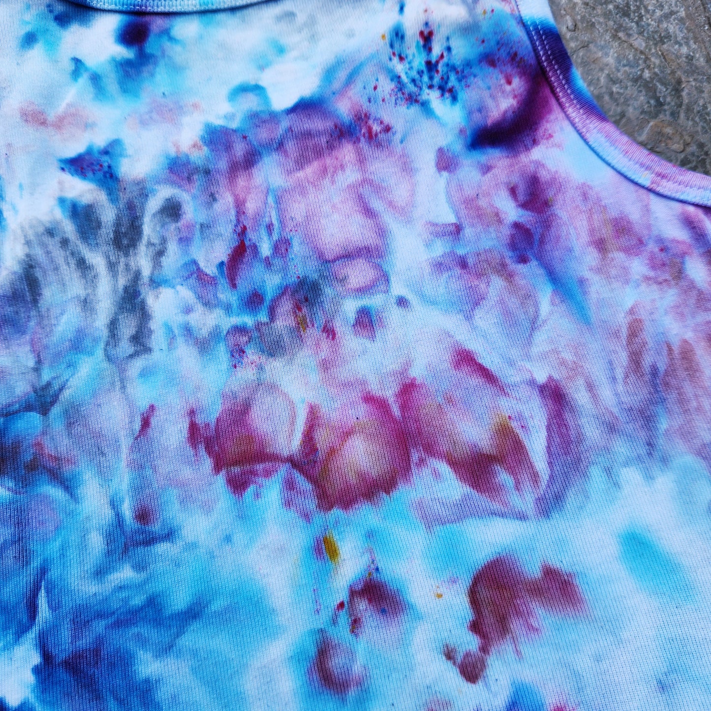 Tank Top Hydrangea Ice Dye Youth Small Upcycle