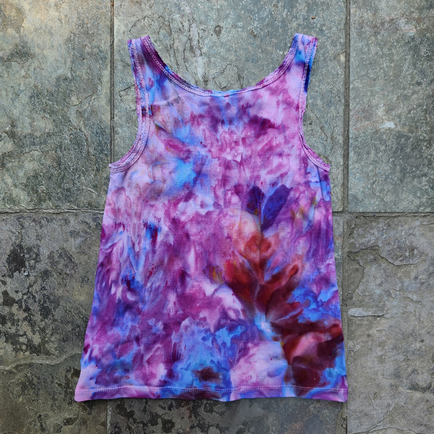 Tank Top Hydrangea Ice Dye Youth Medium Upcycle