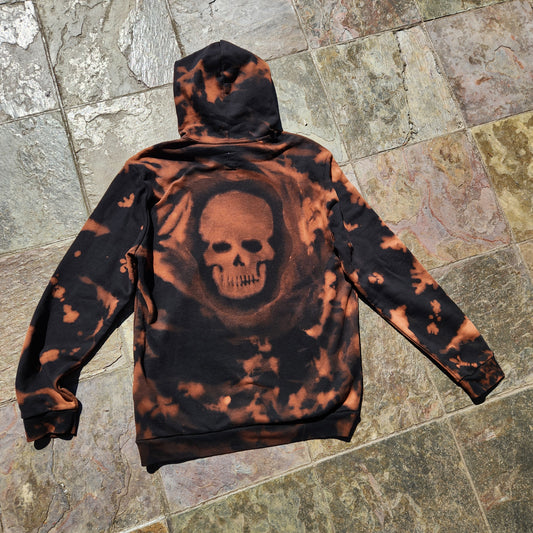 Hoodie Black Skull Bleach Dye