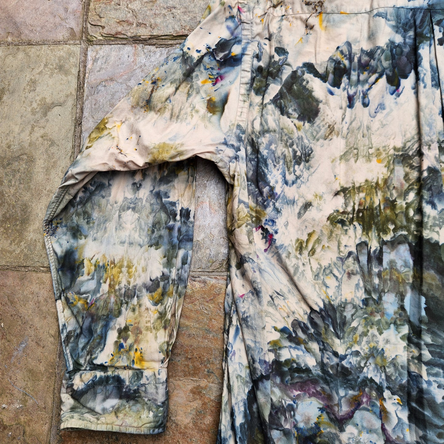 Button Up Shirt Ice Dye Medium Upcycle