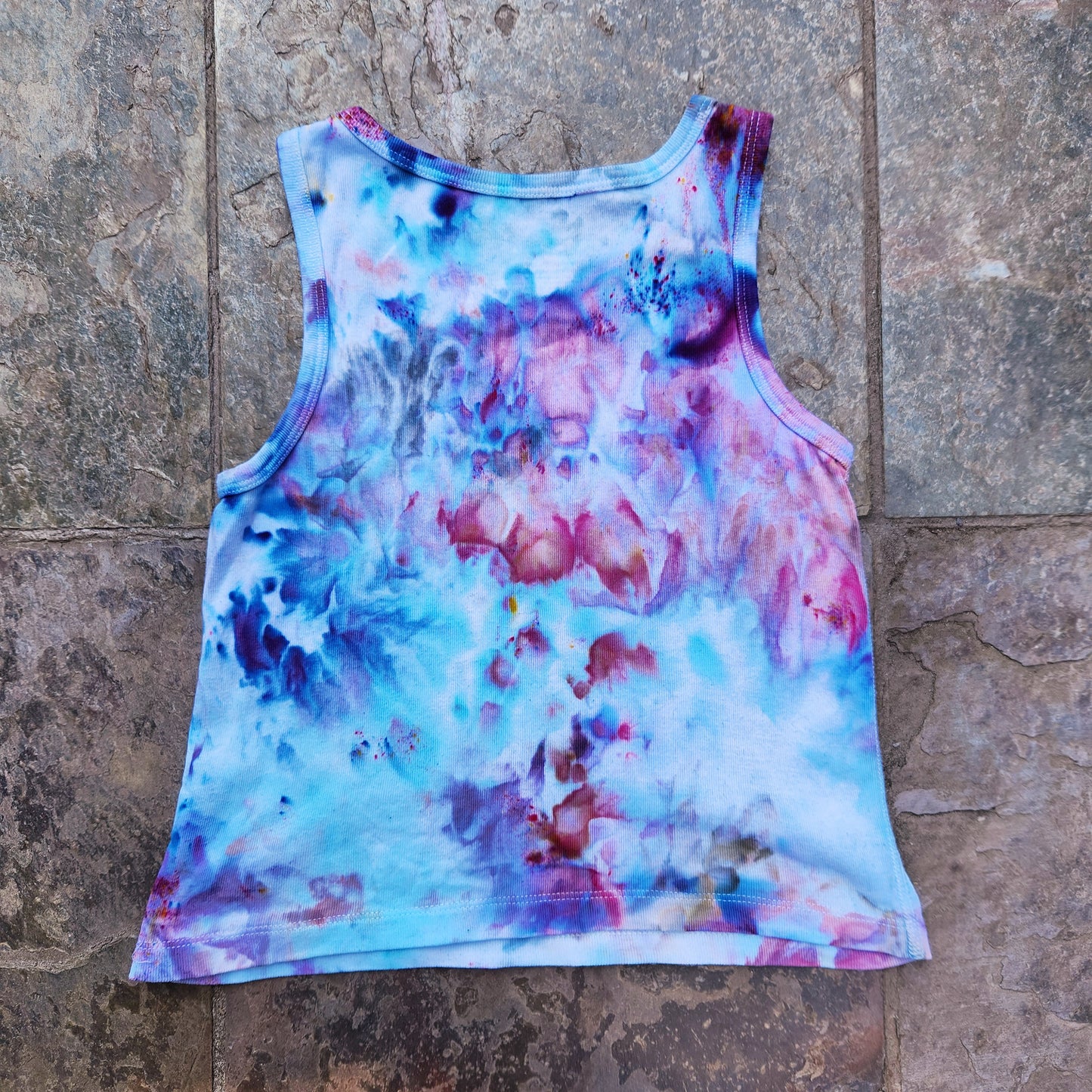 Tank Top Hydrangea Ice Dye Youth Small Upcycle