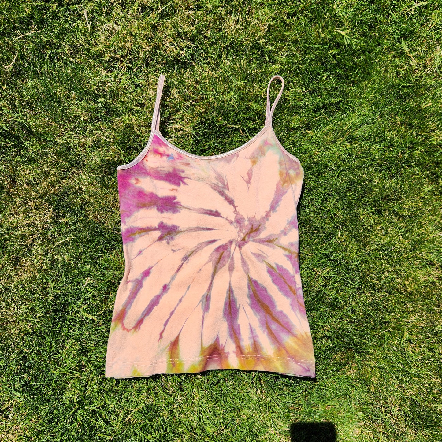 Tank Top Camisole Peach Spiral Medium Upcycle