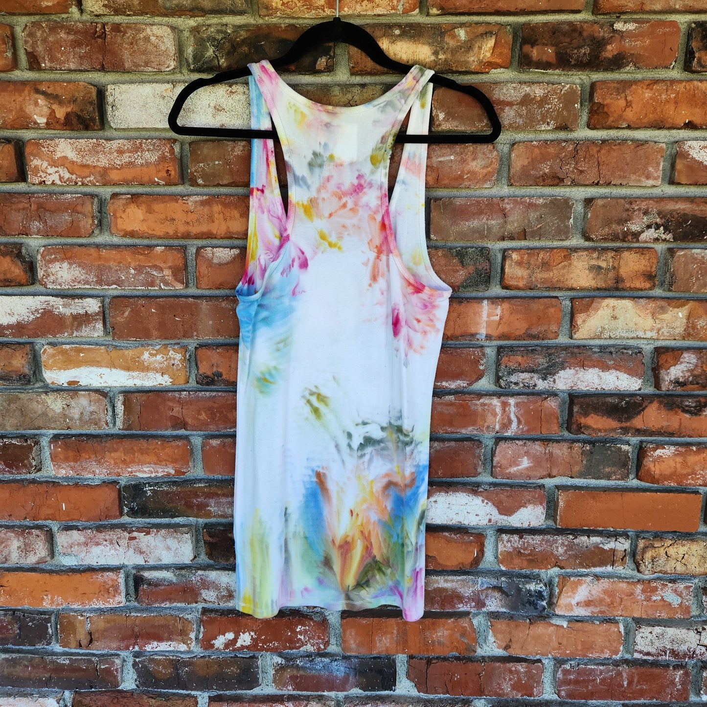 Tank Top Racerback Rainbow Ice Dye Large Upcycle