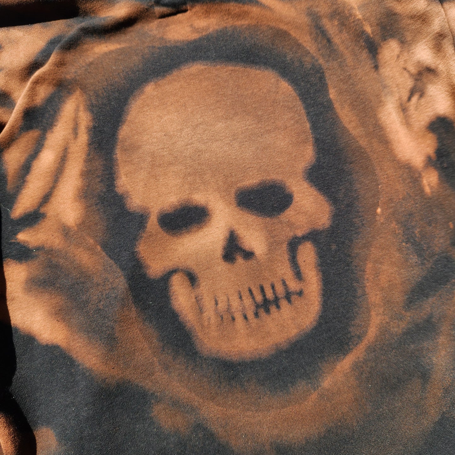 Hoodie Black Skull Bleach Dye