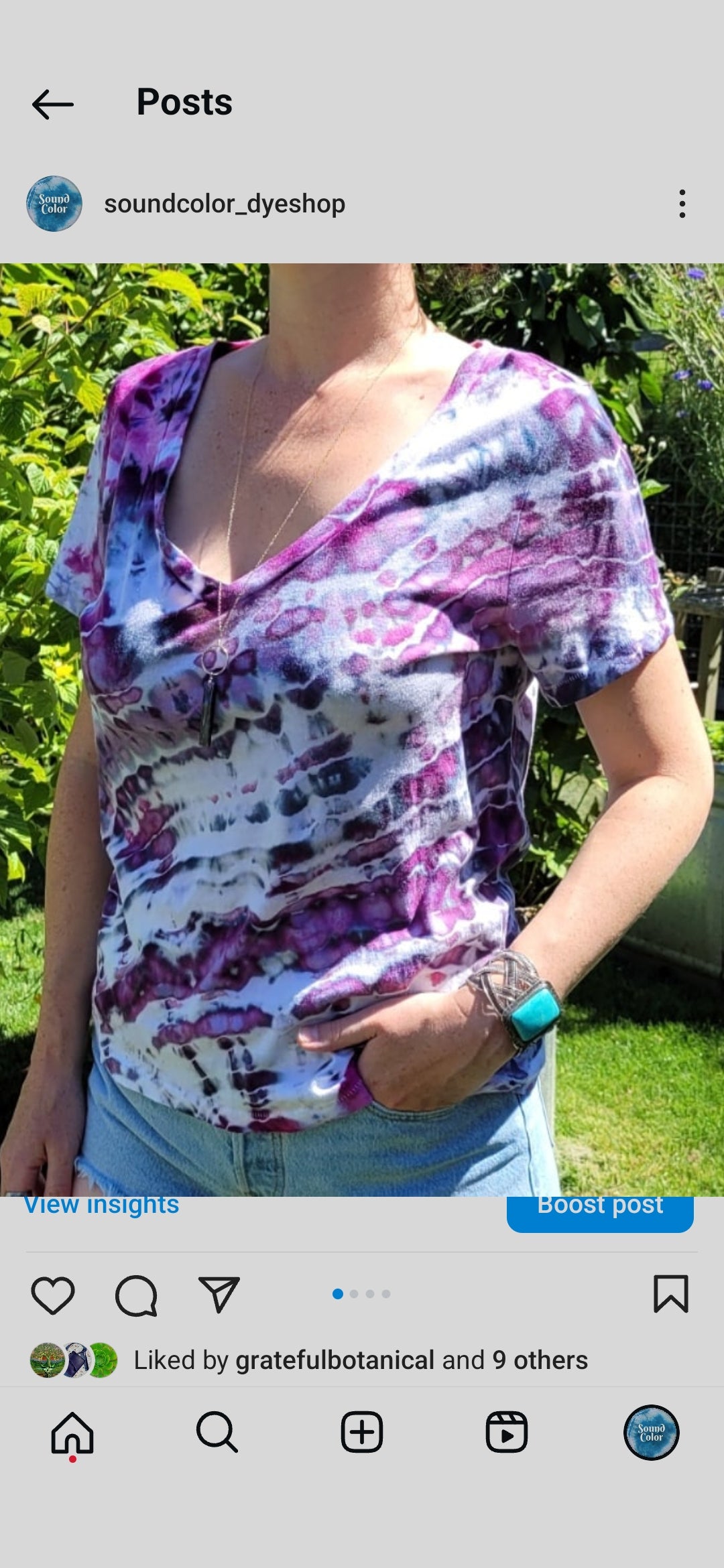 V Neck Tee Purple Geode Women's Medium