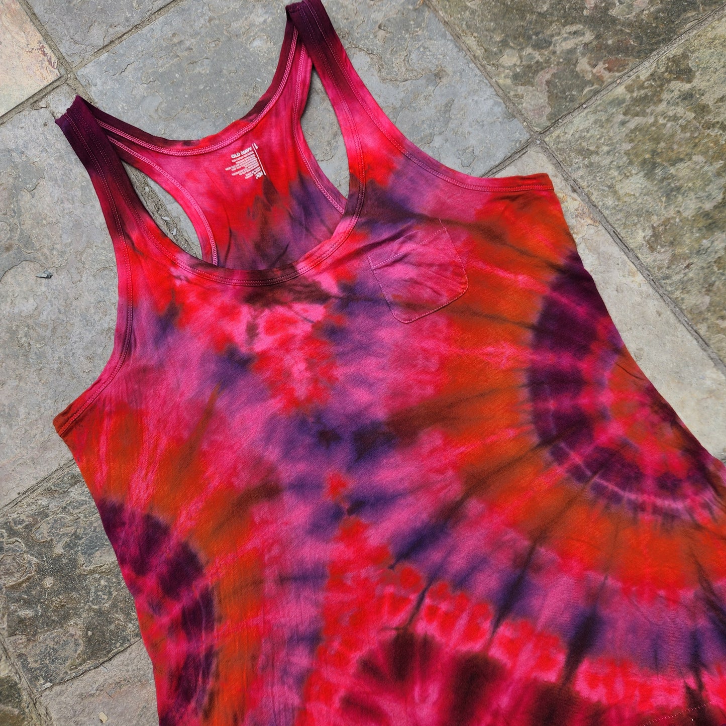 Tank Top Funky Spiral Upcycle Large