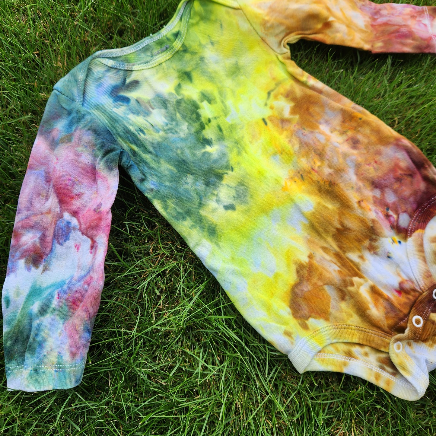 Onesie Long Sleeve Fall Ice Dye 18 month Upcycle